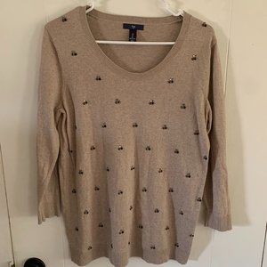 Gap Tan Size Large Beaded Summer Sweater